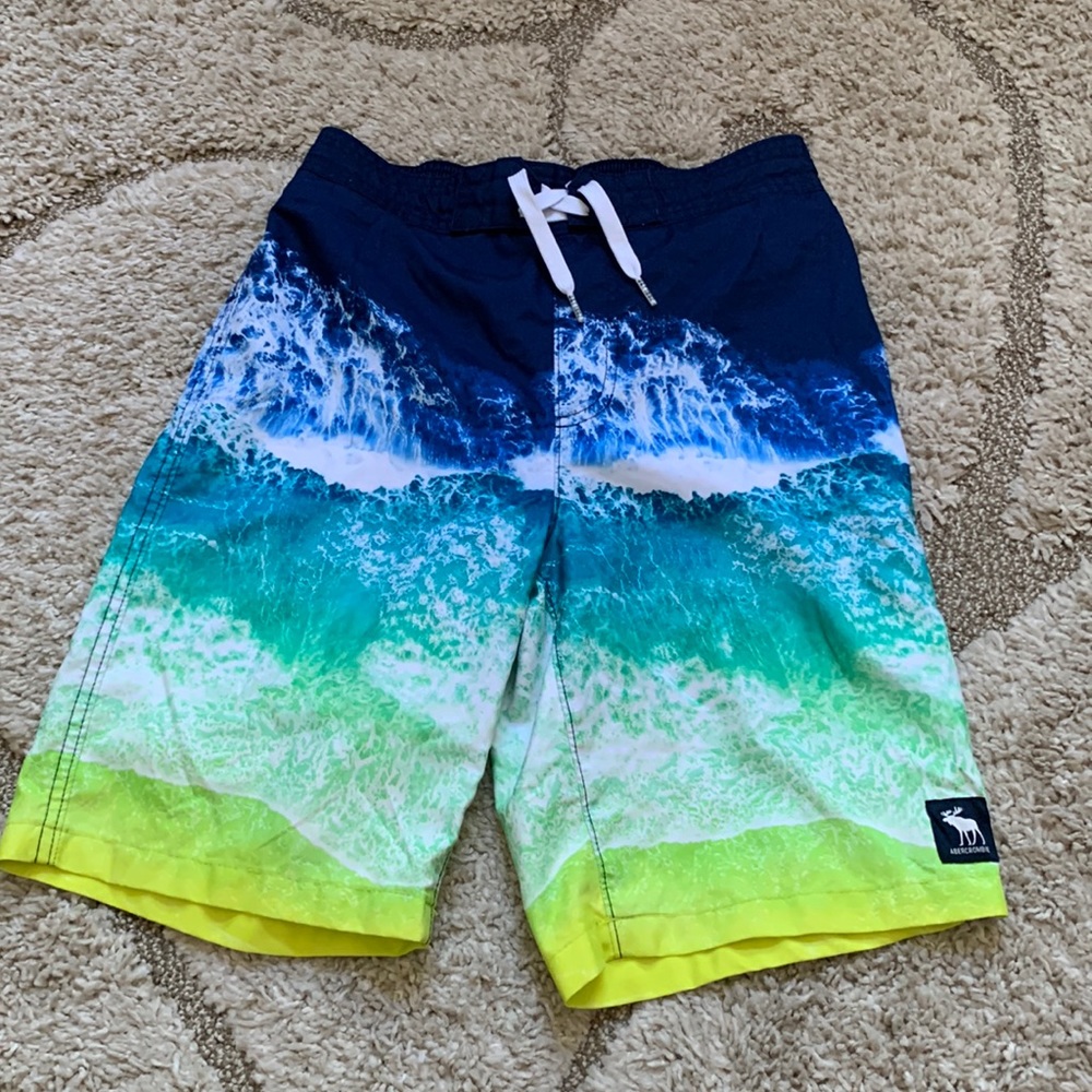 13 / 14 Abercrombie & Fitch Kids Ocean Wave Board Shorts Swim Blue Ombré